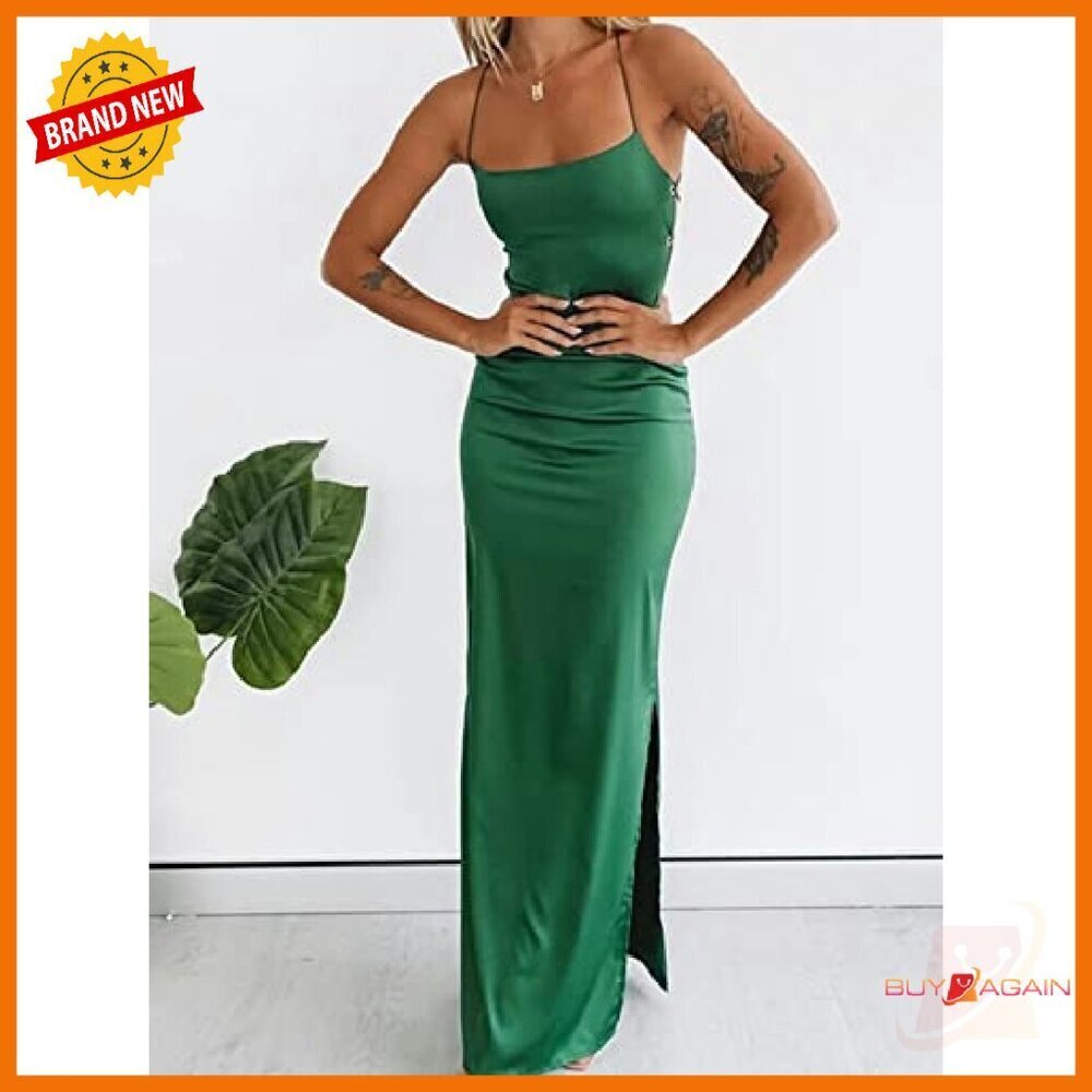 Strappy Backless Maxi Dress with Slit - Formal Evening Party Wear - Picture 3 of 6